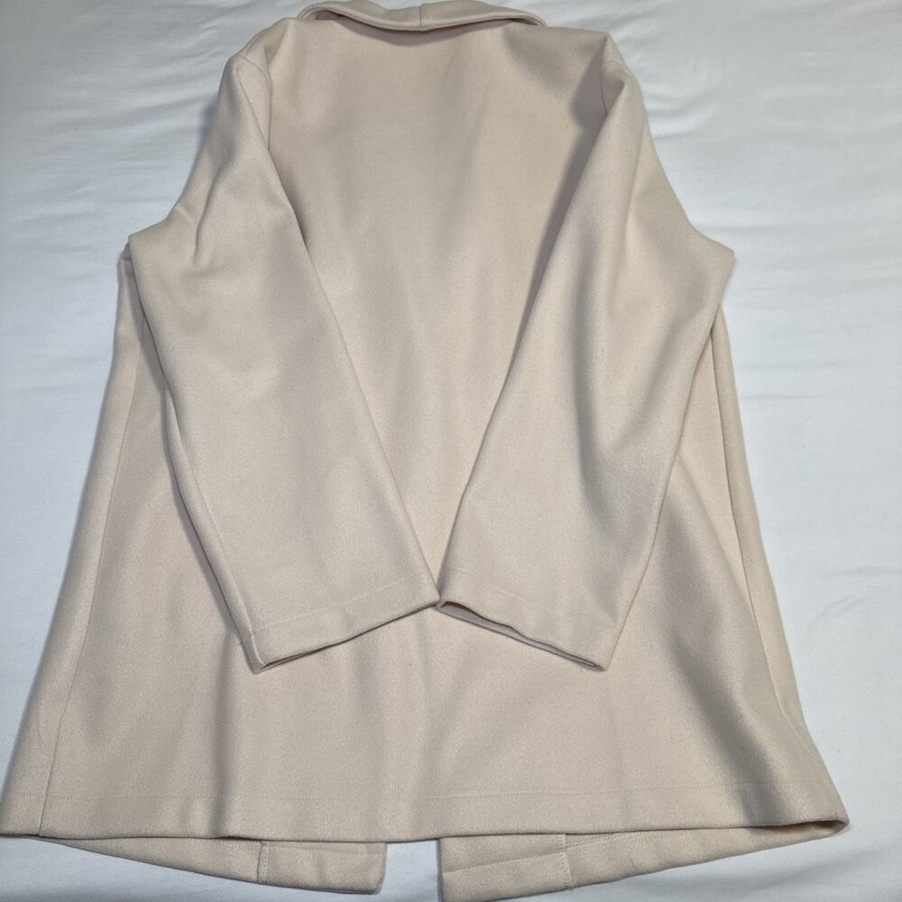 Womens Cream One Button Collared Coat Jacket Blazer Oversize Size XL Pockets EUC - Picture 12 of 13